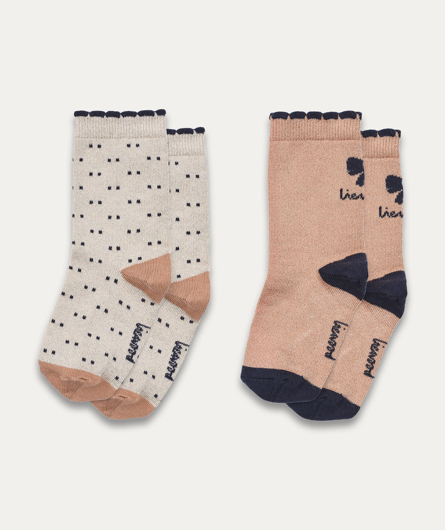 Azenore Socks 2 Pack - Bow Tuscany rose / Double dots mix