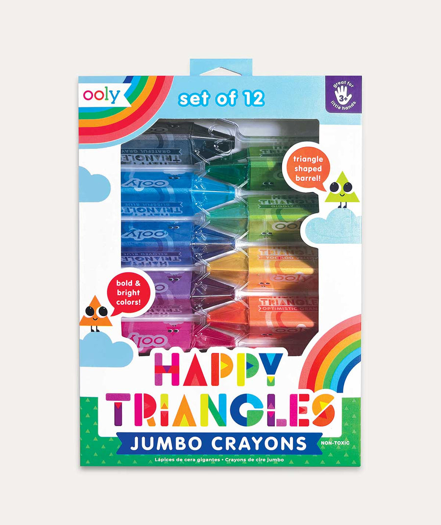 Happy Triangles Jumbo Crayons Set of 12 - Multi