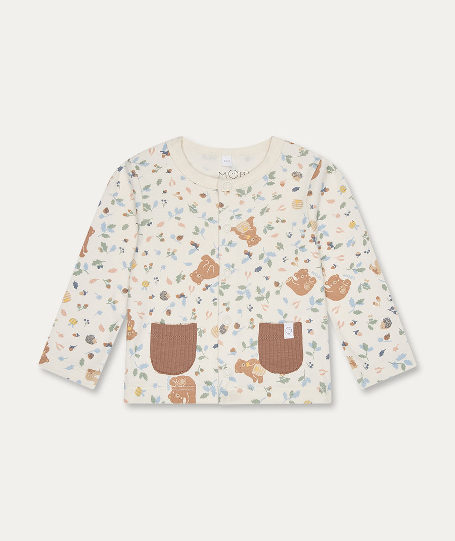 Bear Print Cardigan - Honey Bear Print