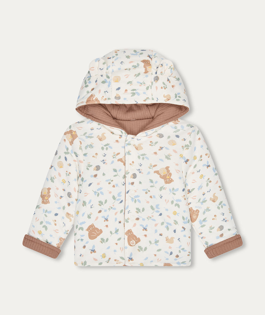 Bear Print Reversible Hooded Jacket - Honey Bear Print