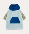 Colourblock Towelling Poncho - Pale Blue Mix