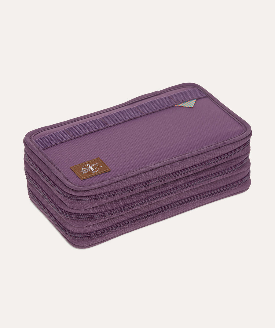 School Triple Pencil Case Unique - Purple