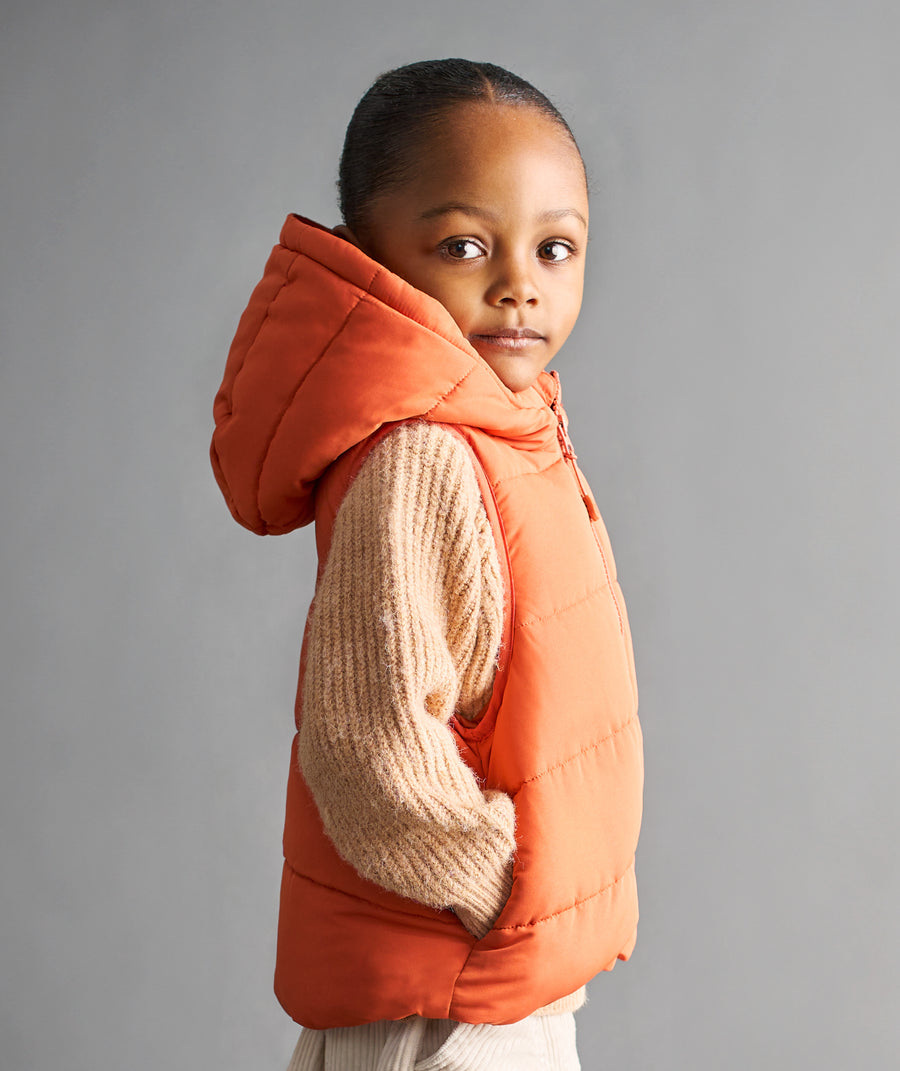 Quilted Gilet - Orange  Spice