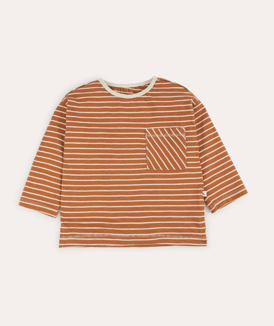 Striped Raglan Tee - Almond Stripe