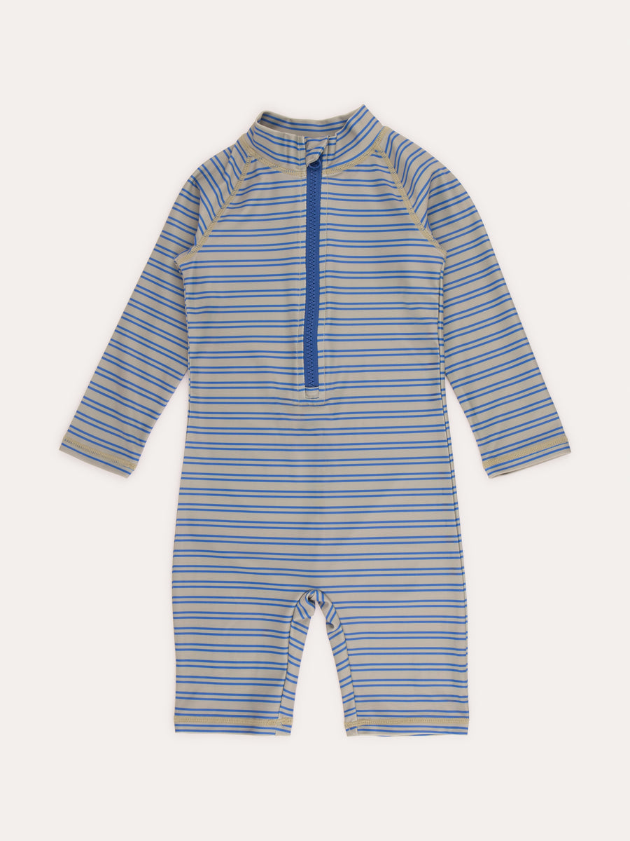 3/4 Sleeve Sunsuit -  Blue Stripe