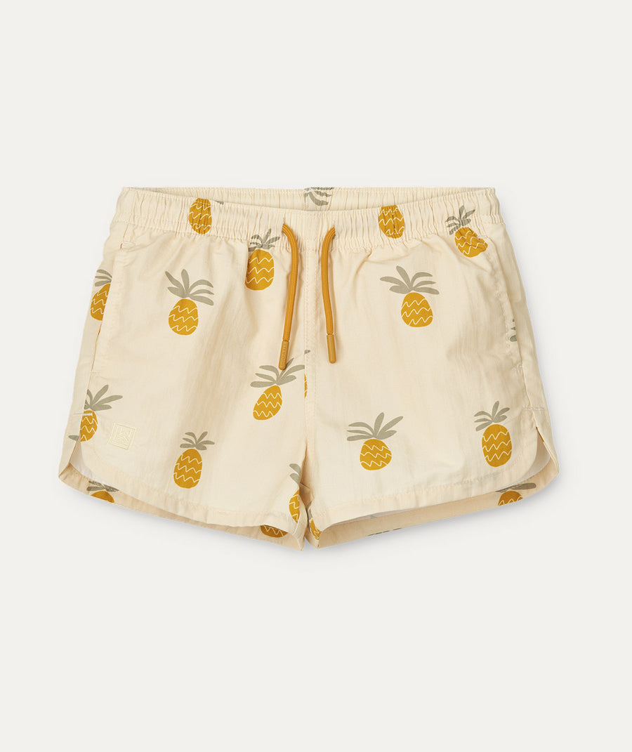 Aiden Printed Board Shorts: Pineapples /  Cloud cream