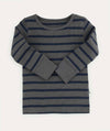 Organic Ribbed Tee - Navy/Grey Stripe