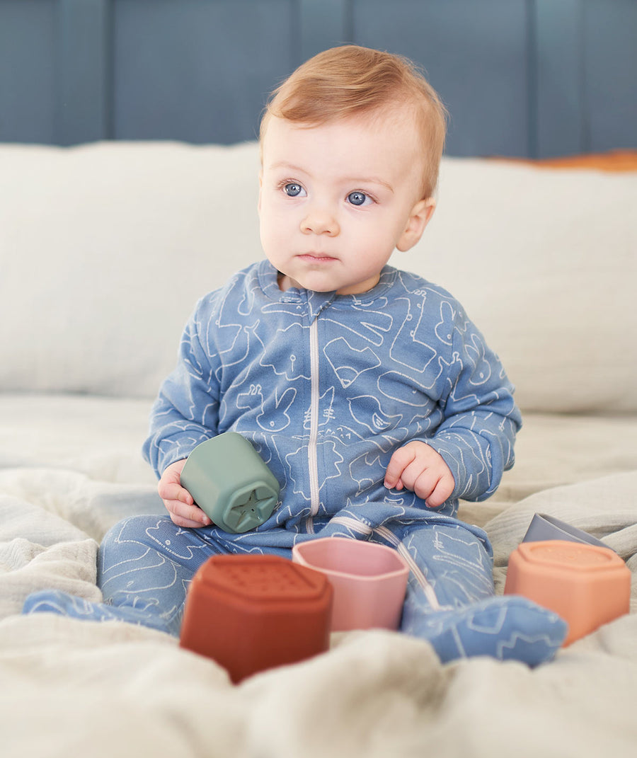 Organic Zip Sleepsuit - Animal Line Print